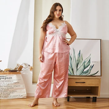 

MUKATU Silk Sleepwear Satin Pajamas for Women Sexy Lingerie Pajama Set Women Satin Silk Pajamas Soft Sleepwear Plus Size Pijama