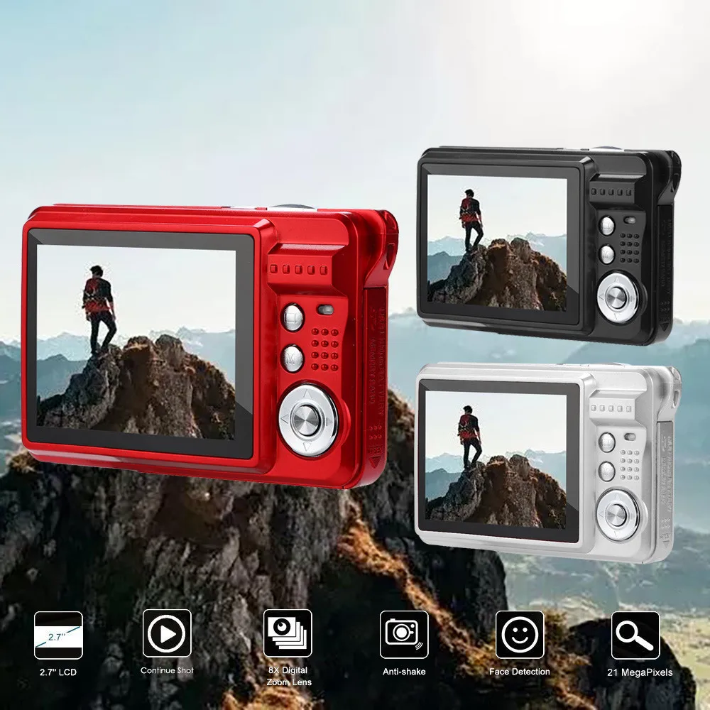 2.7HD Screen Digital Camera 18MP Anti-Shake Face Detection Camcorder Blank displays vivid image Anti-shake face detection F808
