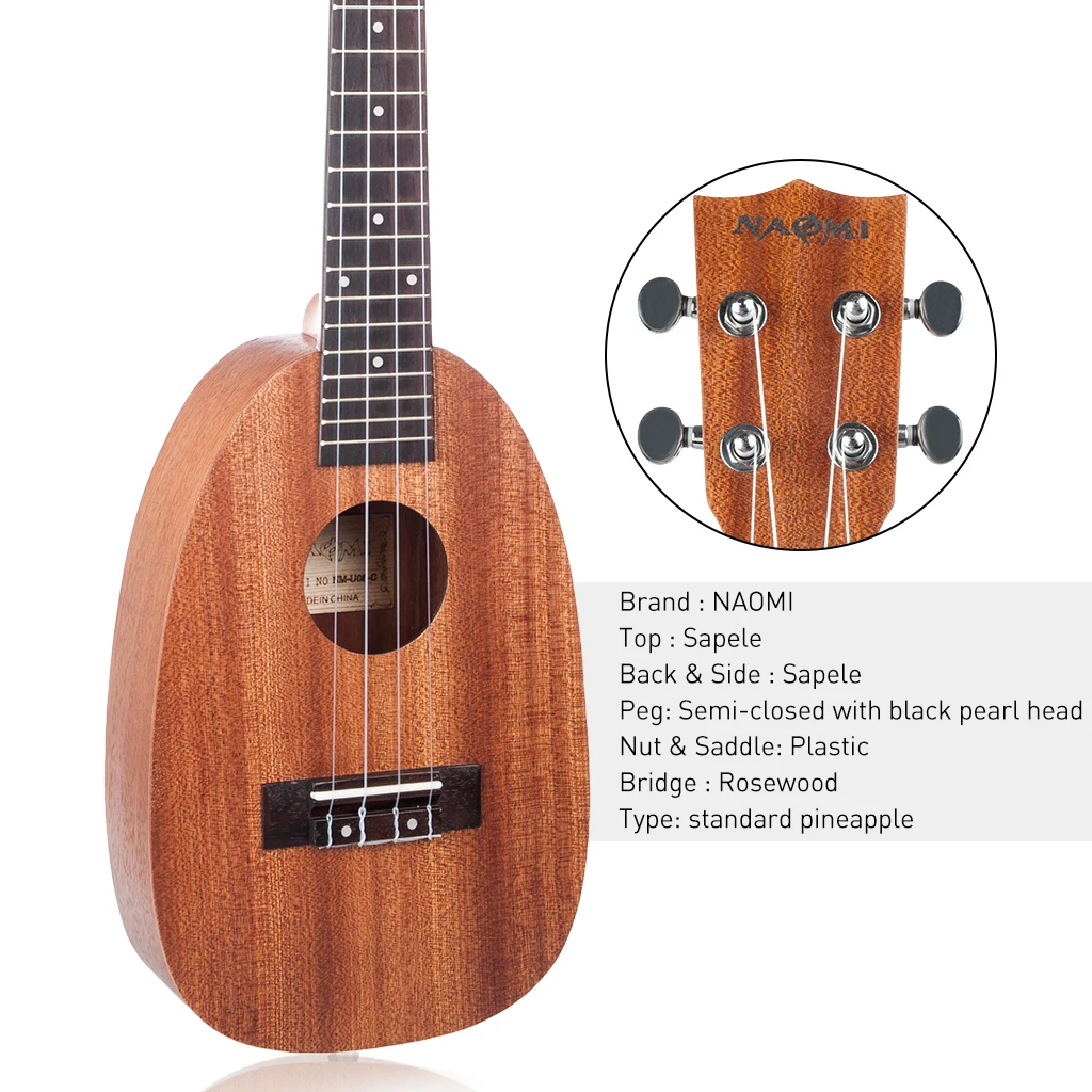 Sapele 23 дюймов концертная гитара укулеле ананас детский музыкальный подарок