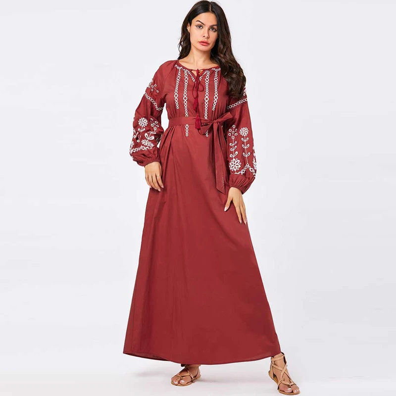 red dress Размера плюс кафтан абайя Дубайский хиджаб мусульманское платье турецкая исламская одежда для женщин Кафтан Tesettur Elbise Robe Djelaba Femme - Цвет: red dress