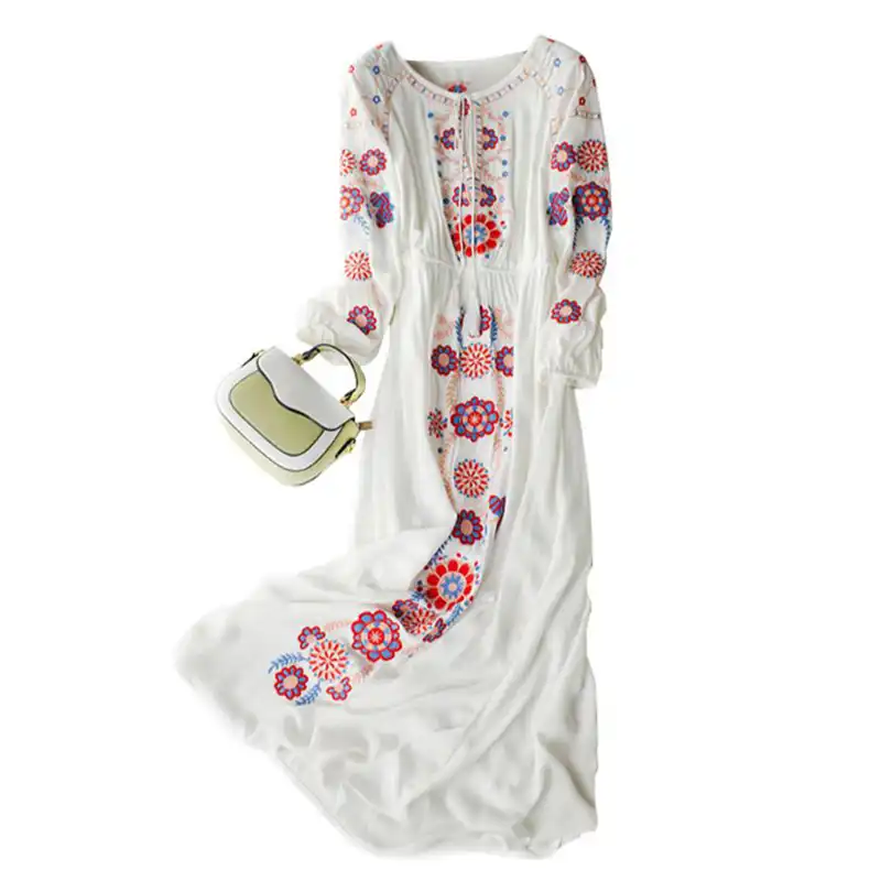 long sleeve white linen dress