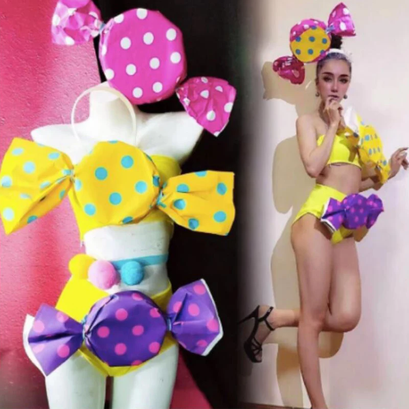 Nightclub Female Singer Stage Performance Sexy Candy Bikini Suit Gogo Dancer Festival Clothing Pole Dance Rave Outfits Aliexpress Novelty Special Use