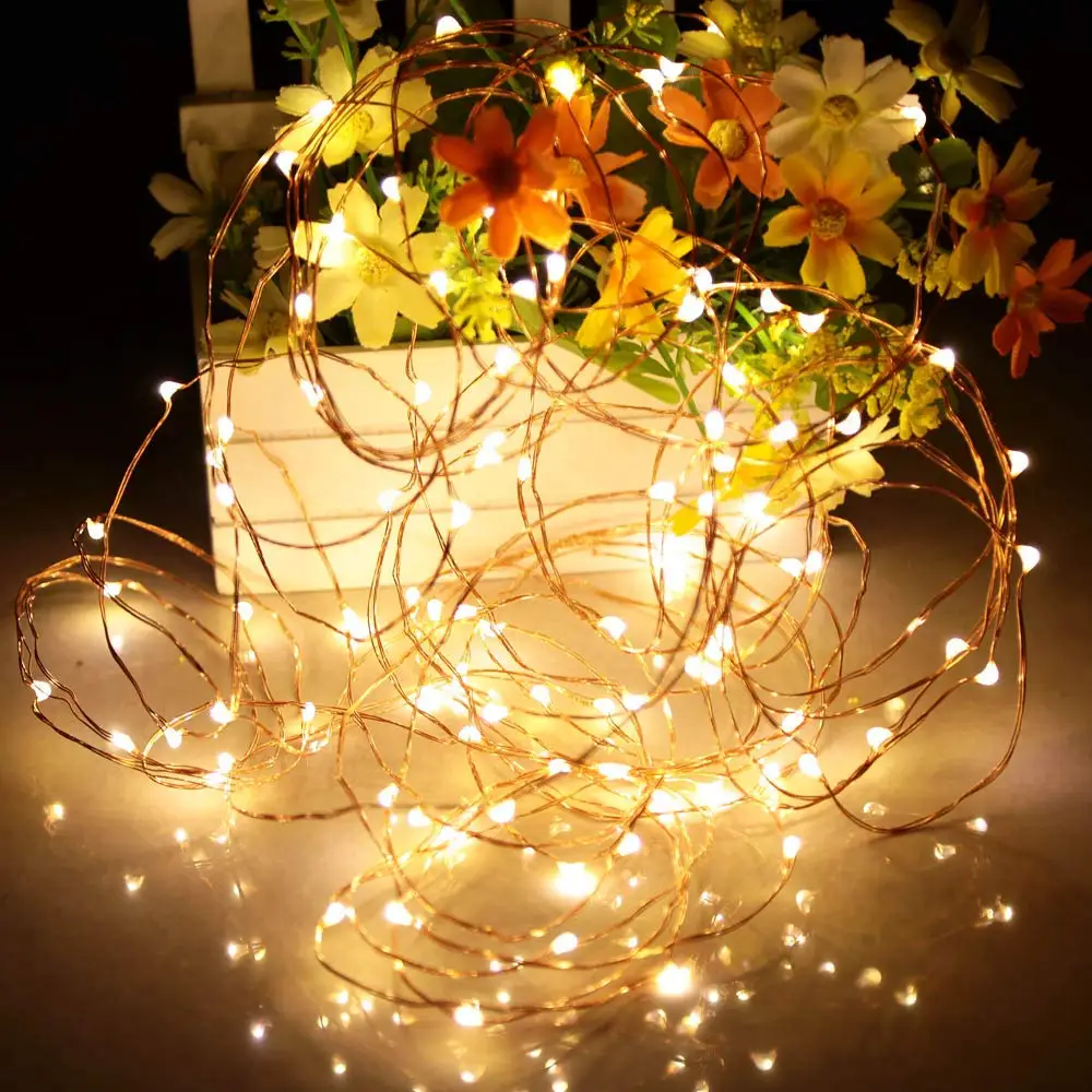 100LED Fairy Lights Battery Operated 10M 5M 20M String Lights Remote Control Timer Twinkle String Lights 8 Modes Firefly Lights