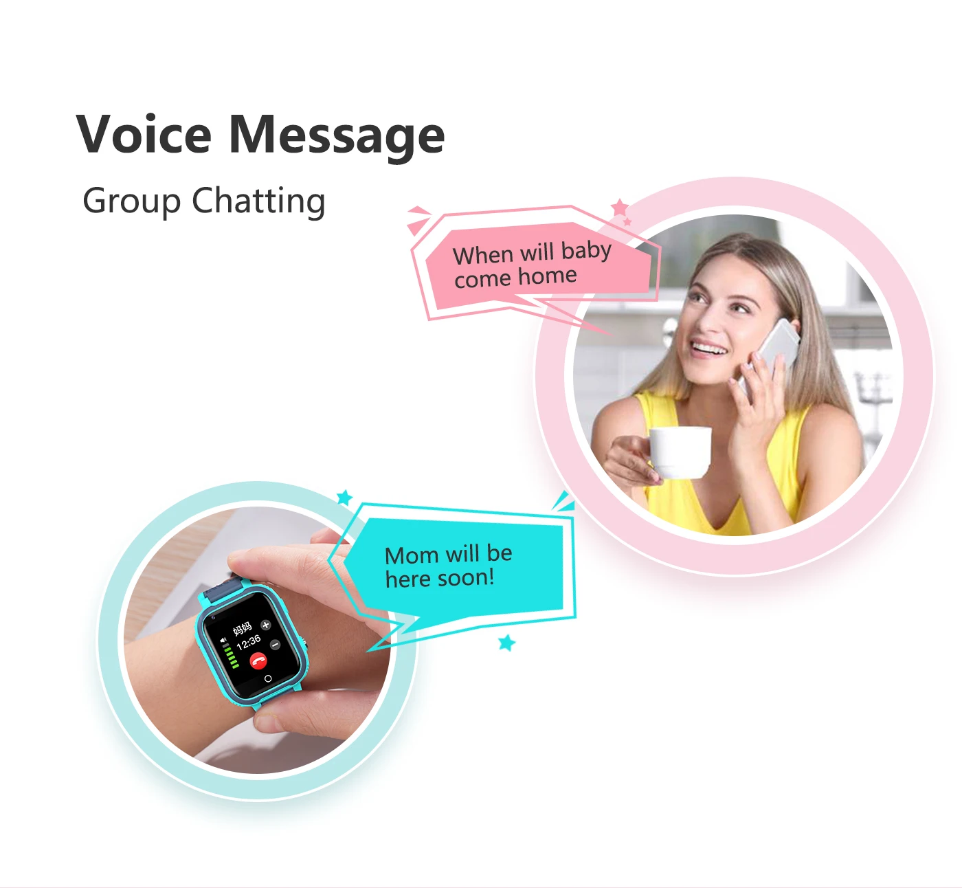 crianças chamada de vídeo relógio telefone voltar monitor smartwatch