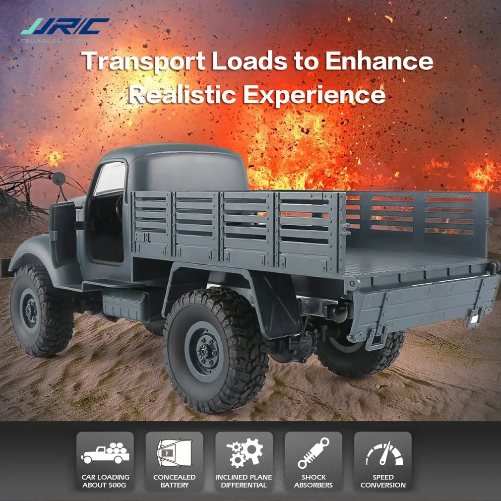 

JJR/C 1:16 Remote Control Car 2.4G 6WD Tracked Off-Road Military Truck RC Toys RTR Toys For Children Radio-controlled Toys Q61