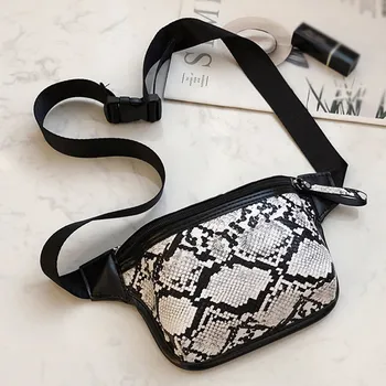 

Fashion Women's Large-Capacity Snake-Print Leather Pocket Phone Bag G5