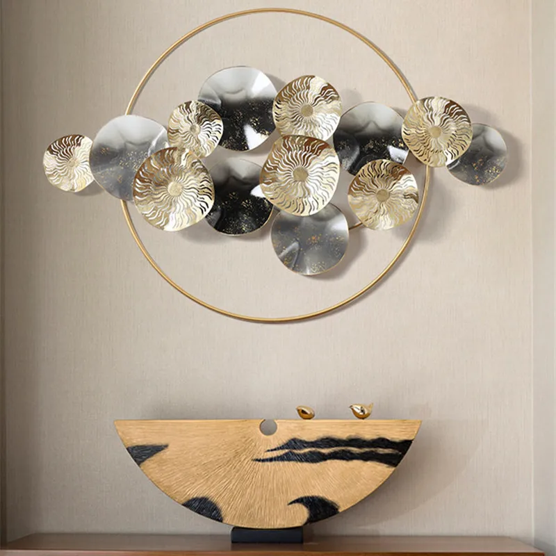 Кованое железо стерео круглая форма Настенное подвесное украшение диван фон настенная Фреска подвеска крыльцо Спальня 3D Наклейка на стену R3241