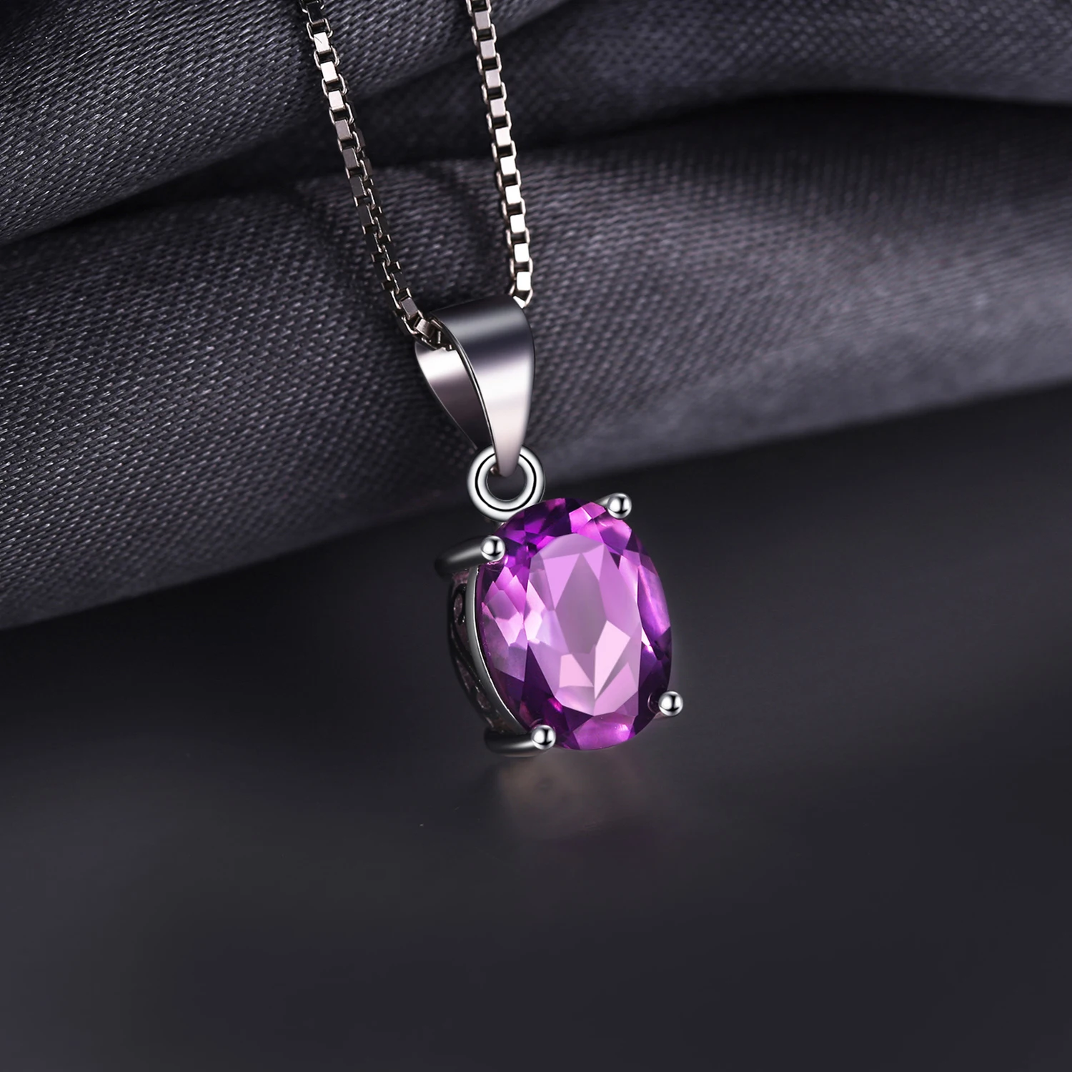 Natural Amethyst Pendant Necklace 925 Sterling Silver Gemstone Choker Statement Necklace Women silver 925 Jewelry Without Chain