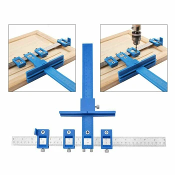 

Punch Hole Locator Ruler Furniture Adjustable Jig Drilling Tool Craft DIY Part