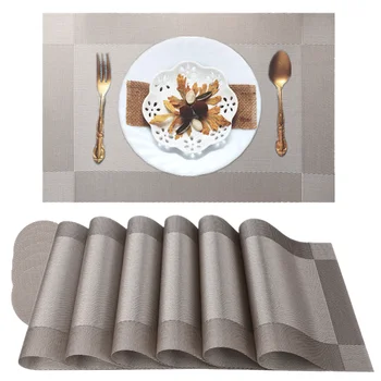 

Rectangle PVC Placemats Waterproof Placemat 6Set Teslin Heat Resistant Table Mat for Dining Kitchen