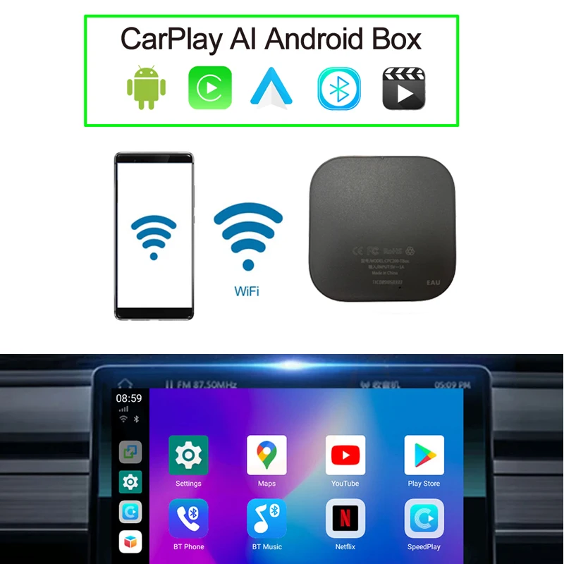 Оригинальный экран CarPlay Android AI BOX для автомобилей 2016-в наличии с проводным