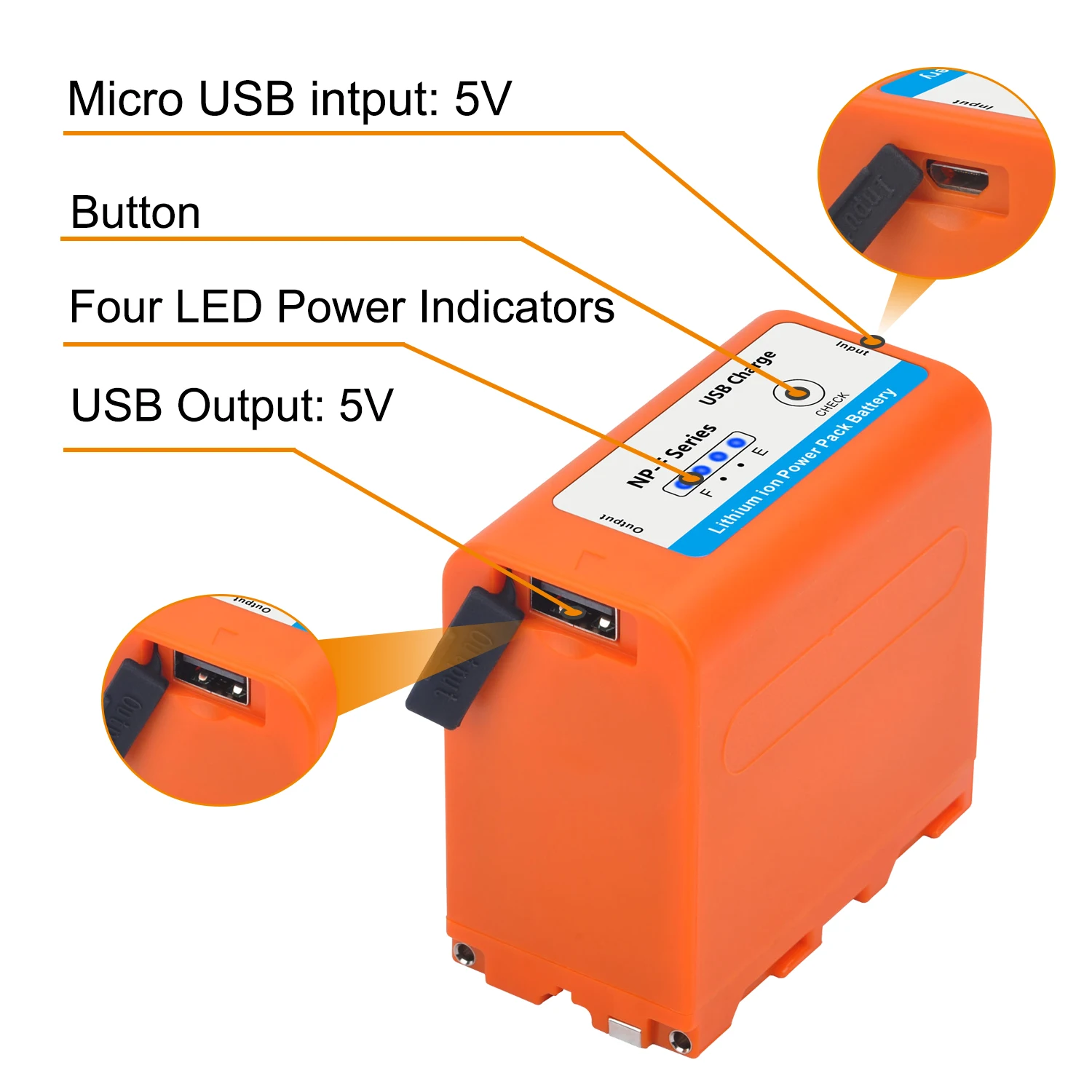 Аккумулятор 7800 мАч с USB-выходом NPF970 NP-F970 для фотоссветильник NP F970 F960 MC1500C |