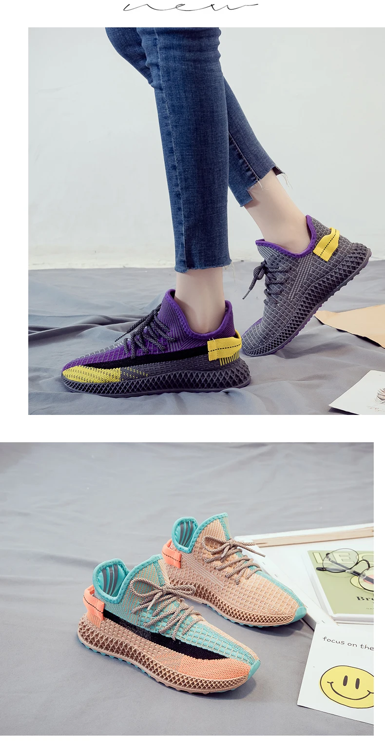 New Sneakers Women Platform Shoes Women Candy colors Casual Flats Breathable Woman Chunky Shoes For Ladies Trainers Femme