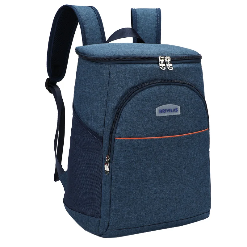 Рюкзак для пикника, фитнеса, еды, охлаждающий рюкзак, семейный ланч, путешествия, хранение еды, изолированный органайзер, пакет для льда, свежие сумки на плечо - Color: Navy Blue