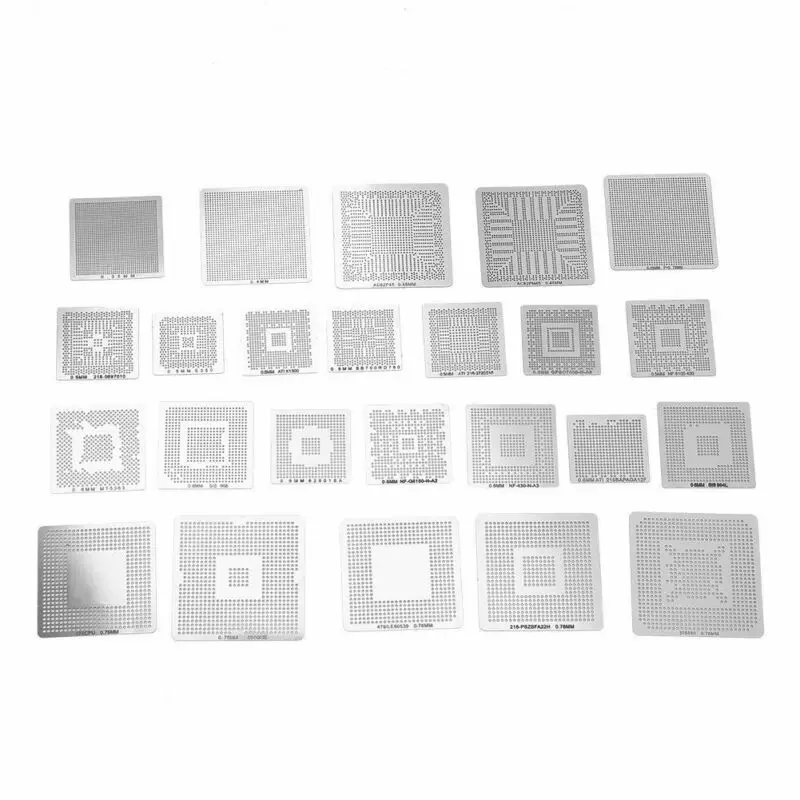 130 Pcs BGA Reball Reballing Rework Net Universal Stencils Directly Heat Kit