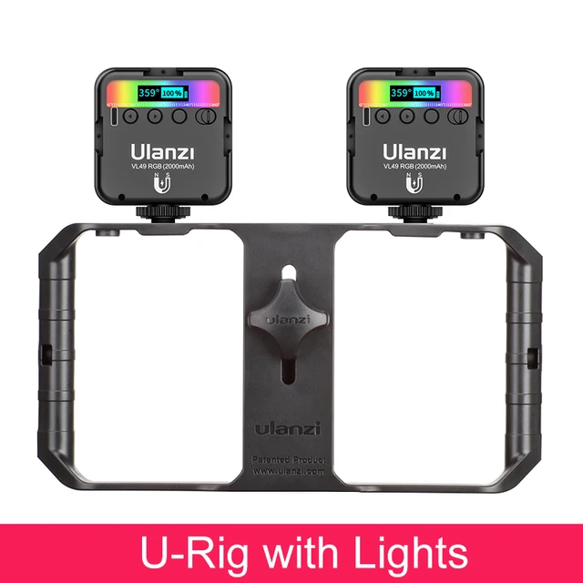 Ulanzi VL49 RGB Video Lights Mini LED Camera Light 2000mAh Rechargable LED Panel Lamp Photo Video Lighting  for Youtube Tik tok Rig Kit