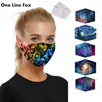 

OneLineFox Galaxy Reusable Protective PM2.5 Filter Print Anti Dust Face Mask Windproof Mouth-muffle Bacteria Proof Flu Mask