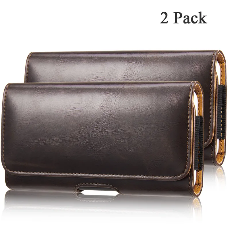 2 pcs Brown Чехол для телефона, поясная сумка, универсальный чехол для телефона, чехол для телефона для iphone Xs Max 6, 7, 8 plus, кошелек, откидная крышка для samsung s9/s10 plus - Цвет: 2 pcs Brown