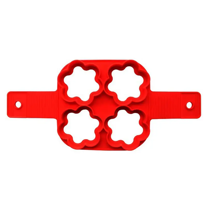 4 Holes Flower Силиконовая форма для жарки яиц с антипригарным покрытием для кухни, сковорода для выпечки, инструменты для приготовления яиц, круглая сковорода для яиц в форме сердца - Цвет: 4 Holes Flower