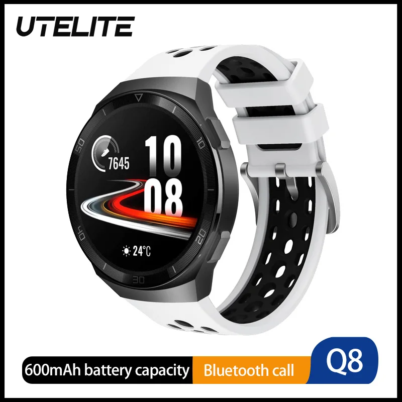 UTELITE Q8 Smart Watch Men Women 600mAh 1.3'' IPS Screen BT Call IP67 Waterproof Heart Rate Monitor PK Huawei GT2e Smartwatches