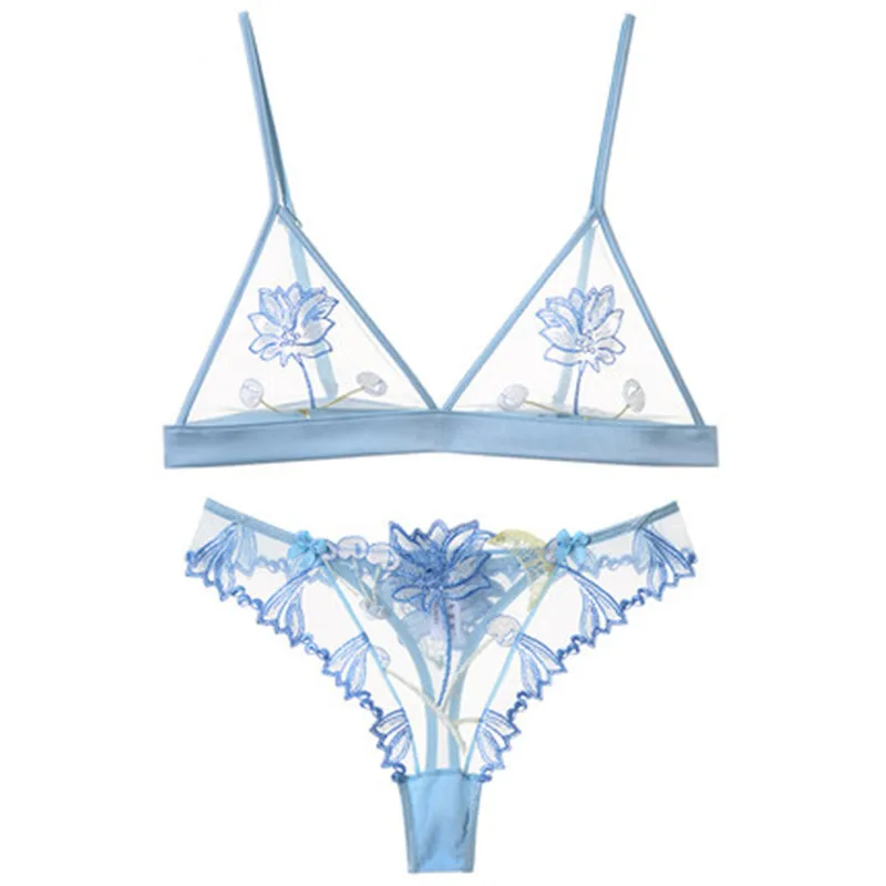 

Sexy Bra Underwear Suit Ultra-thin Ring-Free French Bra Comfortable Breathable Triangle Cup Bra