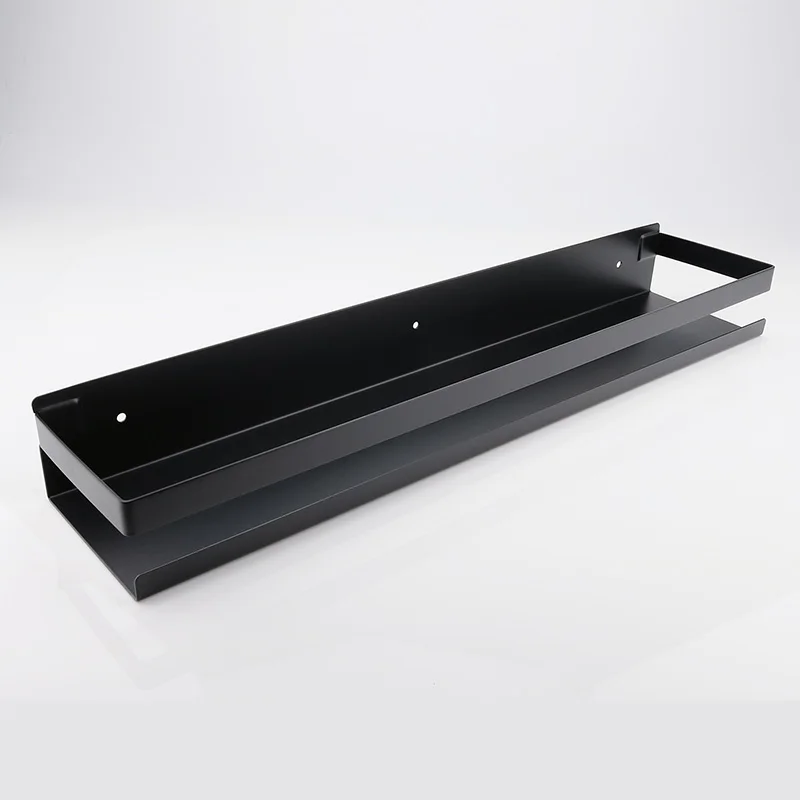 Stainless Steel Bathroom Shelf Black Shower Shampoo Storage Rack Adhesive Suqare Kitchen Bathroom Shlef 20cm 30cm 40cm 50cm