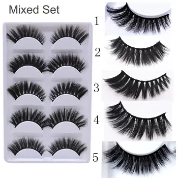 

5Pairs Mixed 3D Mink False Eyelashes Set Natural Beaty Wispy Fluffy Dramatic Fake Lashes Extension Handmade Eyelash