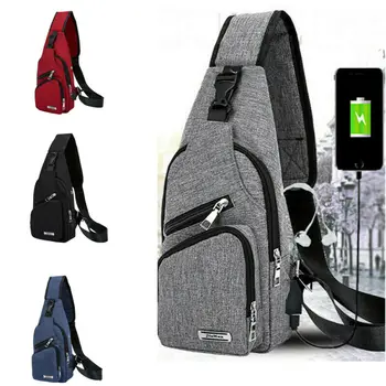 

Men's Shoulder Bag Sling Chest Pack USB Charging Sports Crossbody Handbag US HOT