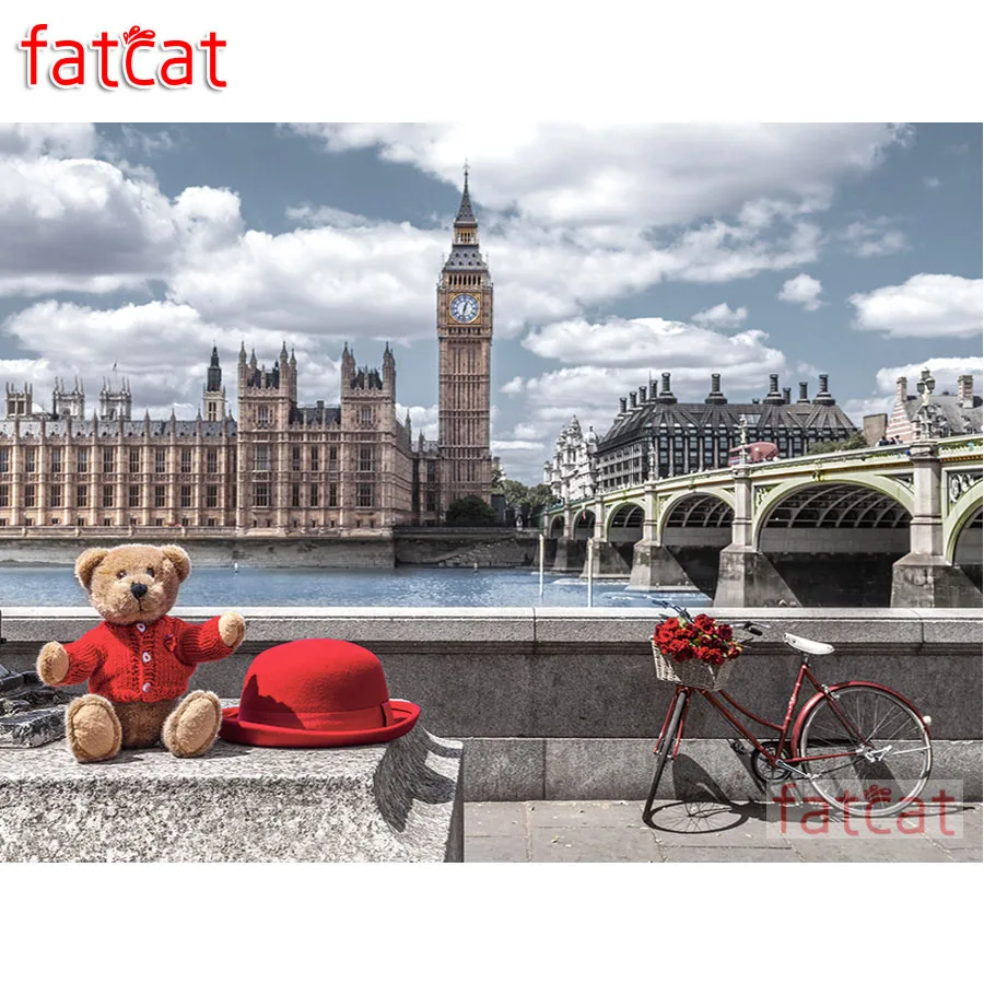 Картина из страз FATCAT 5d &quotсделай сам&quot Лондонский пейзаж квадратная круглая