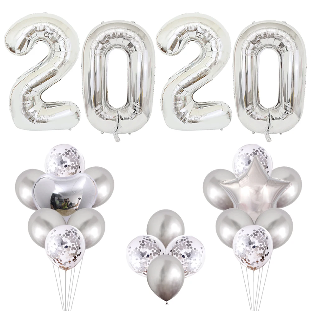 silver 22 шт./компл. 32/40 дюймов надувные шары из алюминиевой фольги Happy новогоднее; рождественское с утолщённой меховой опушкой, День рождения Домашний декор Количество воздушных шаров - Цвет: silver