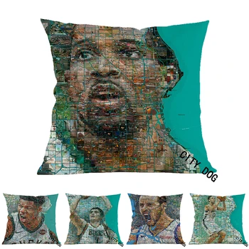 

Map Athlete basketball star character portrait 45*45cm square pillow case Cushion cover car sofa decoration pillow cushions