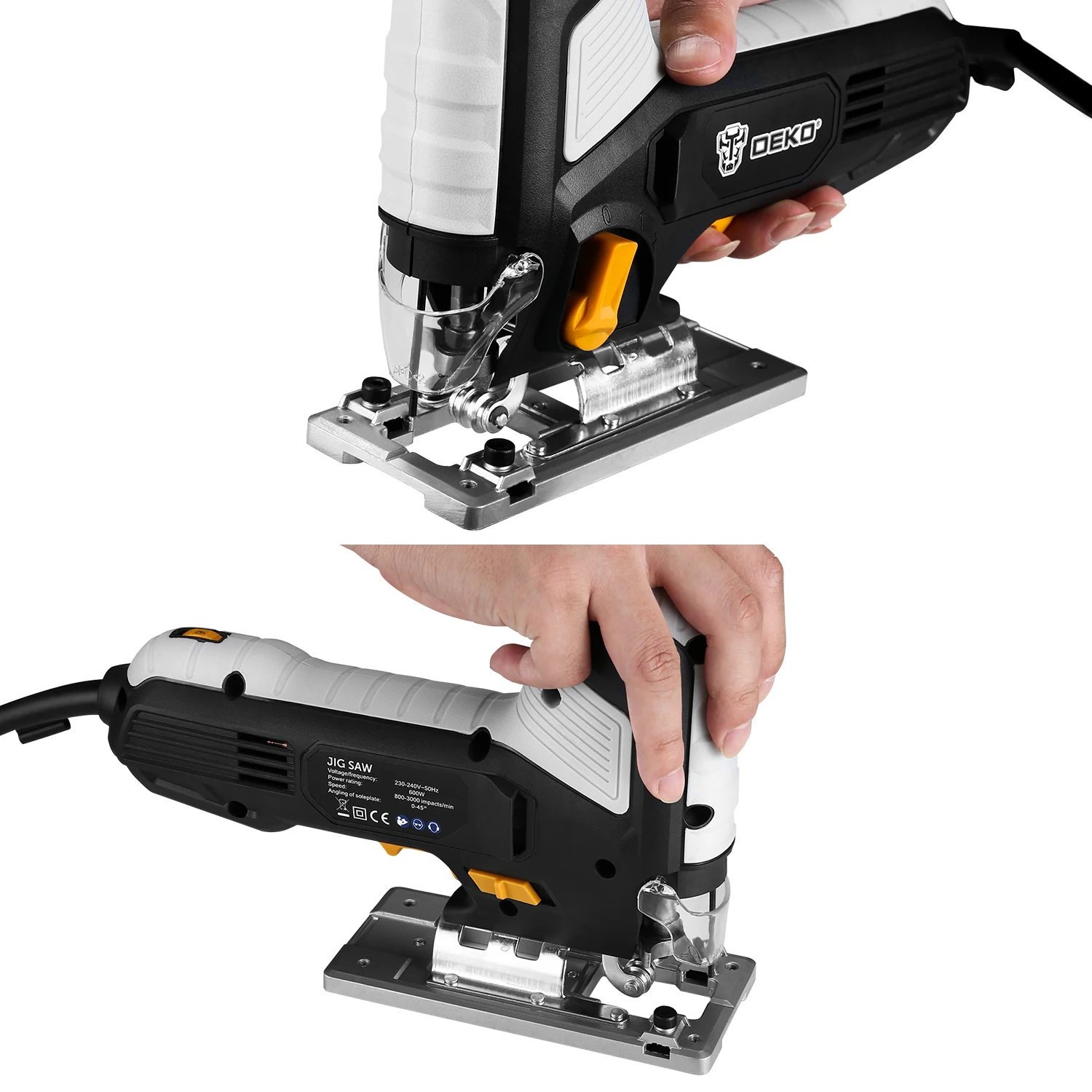 DEKO DKJS80Q3High Power Jig Saw 6 Variable Speed multi-angle Electric Saw Blades, Metal Ruler, Allen Wrench Jigsaw Power Tools