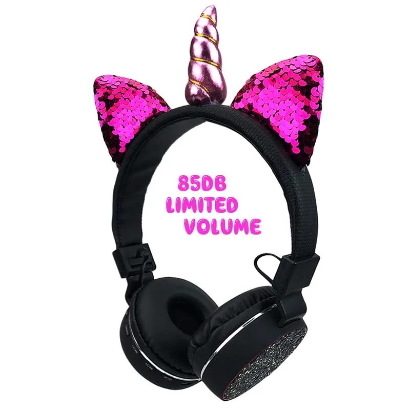 E6334-Black Наушники Unicorns беспроводные Bluetooth детские наушники Складные стерео музыка растягивающаяся мультяшная гарнитура для мальчиков и девочек Подарки - Цвет: E6334-Black
