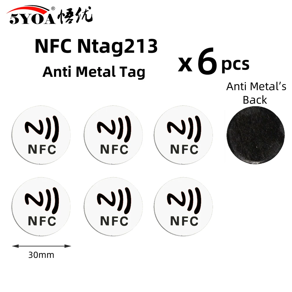 electronic gate lock 6pcs NFC Ntag213 TAG Sticker Ntag 213 for Huawei 13.56MHz Universal Label RFID Key Token Patrol Ultralight Tags best smart door lock Access Control Systems