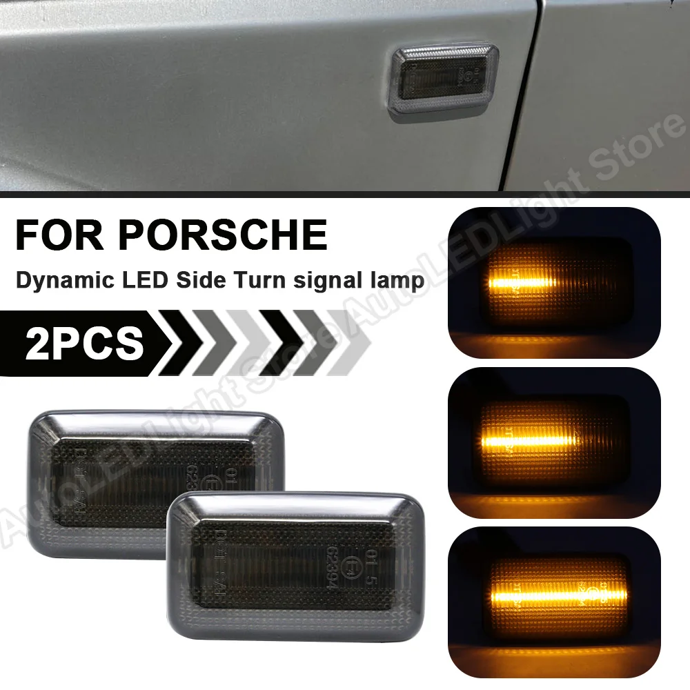 

2Pcs FOR Porsche 911 Carrera 924/924S 944 959 968 Audi VW Aston Martin Dynamic LED Side Turn Signal Marker Light Lamp Blinker