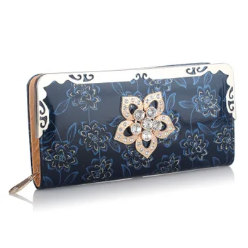 

wallet women flower panelled diamond long monederos para mujer luxury 2019 porte feuille femme leather wallet sac femme clutch
