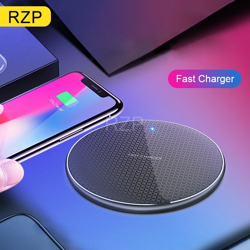 

RZP Fast Wireless Charger For Apple iPhone Xs Max XR 8 Plus Samsung S8 S9 S10 Plus Note 9 10 Phone Charger Qi Wireless Charger