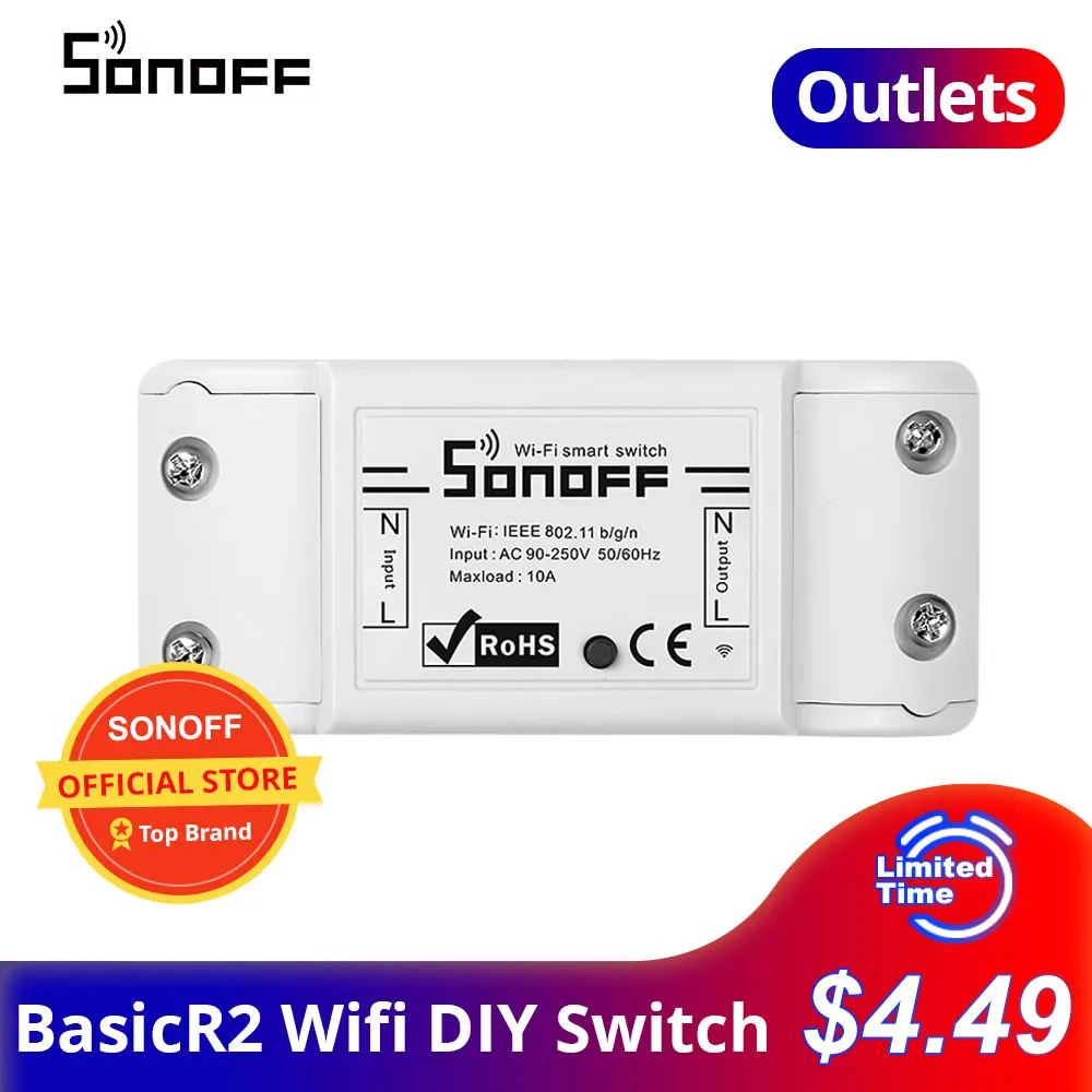 SONOFF Outlets BasicR2 Wifi Breaker Switch Smat Wireless Remote Controller DIY Wifi Light Switch Smart Home Works with Alexa|Home Automation Modules|   - AliExpress
