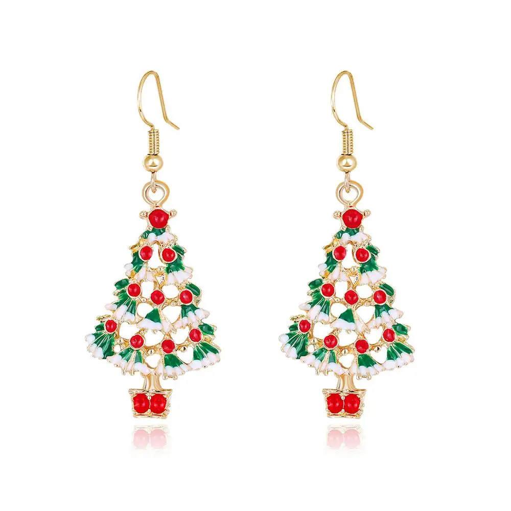 

2020 New Women's Fashion Christmas Earrings European and American Christmas Tree allergy - resistant hook female alloy Earings