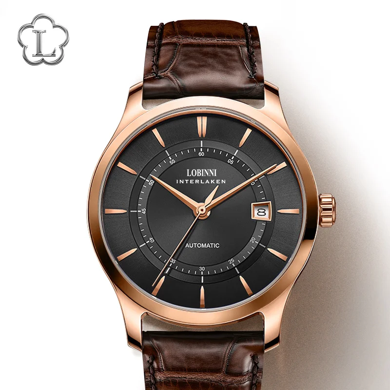 LOBINNI механические Автоматические часы MIYOTA для мужчин reloj наручные часы с кожаным ремешком spahire бизнес Дизайн наручные часы