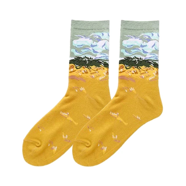 Starry Night Winter Retro Women Personality Art Van Gogh Mona Lisa Famous Painting Men Socks Oil Funny Happy Socks Dropshopping Socks 23