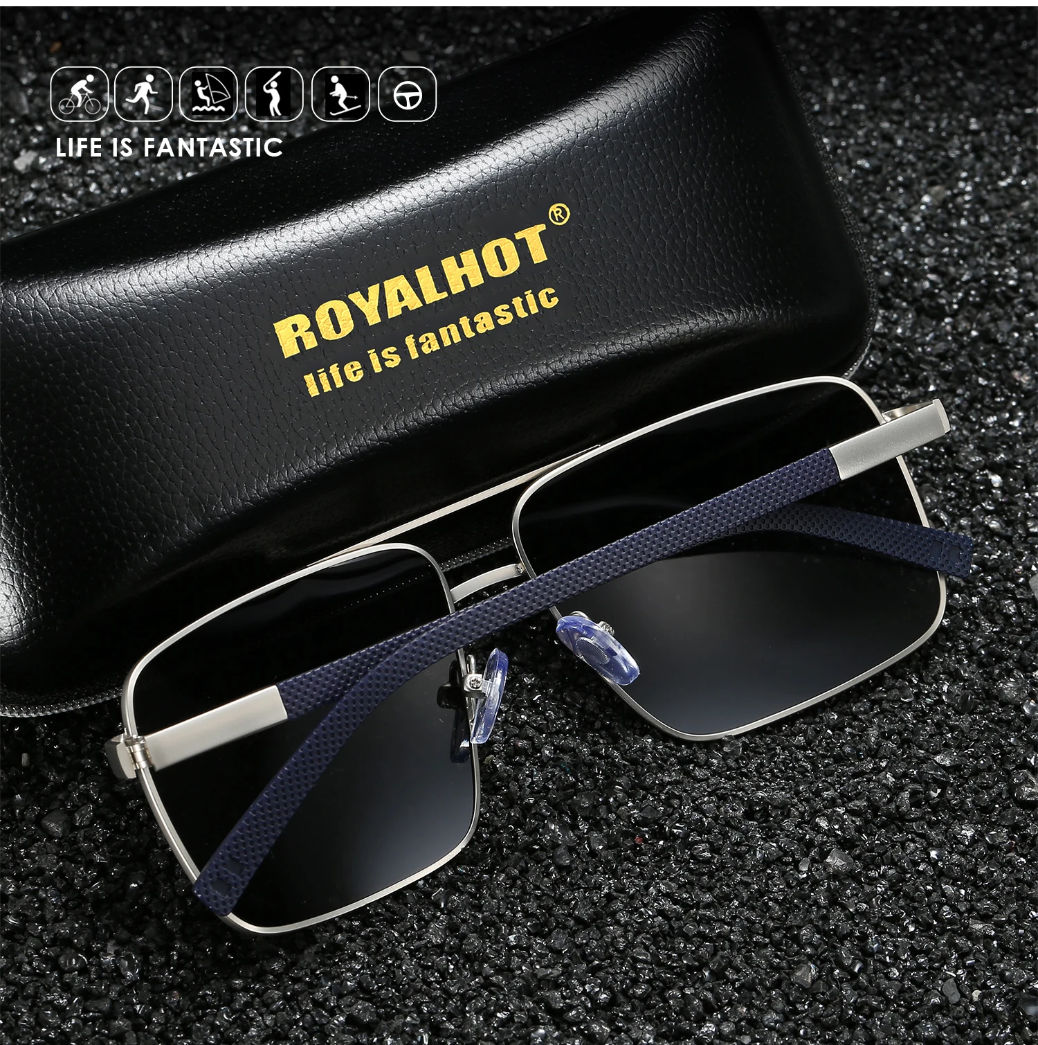RoyalHot, мужские и женские поляризованные солнцезащитные очки, квадратная оправа, солнцезащитные очки, очки для вождения, солнцезащитные очки, мужские очки, 900168