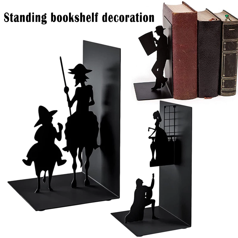 Artículo caliente Sujetadores decorativos para libros, libros de arte del hierro, simples y modernos, de Metal negro, para recoger álbumes de CD, revistas, libros pesados, Ofertas neQKM6qALEO