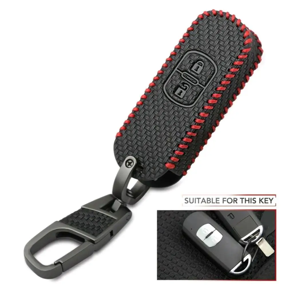 

Leather Remote Key Case Protective Cover For Mazda 2 3 5 6 CX5 CX7 CX9 GT Black Key Case Cover Decoration Key Case Accessories