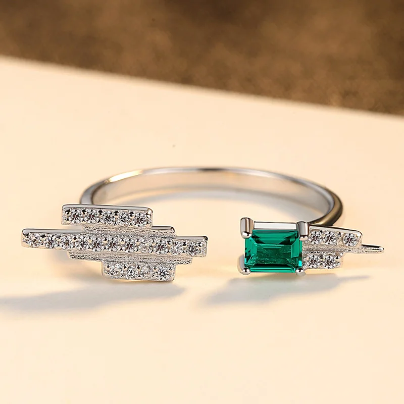 Серебряное кольцо 925, Зеленый Кристалл для женщин, изумруд, драгоценный камень, свадебное обручальное кольцо Cocktail, оливковое кольцо с цирконием, свадебный подарок, вечерние