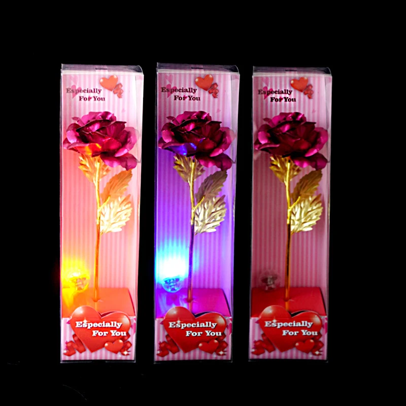 

1PC 24K Foil Plated Gold Rose With Gift Box Artificial Galaxy Rose Flowers Valentine's Day Gift Christmas Birthday Gift for Girl