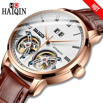 

HAIQIN Mechanical Men Watch Luxury Business Tourbillon 50m Waterproof Watches Man Automatic WristWatch Reloj Mecanico De Hombres