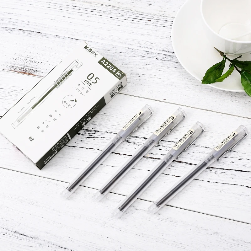 12 pcs 12 шт. гелевая ручка 0,5 мм противоскользящая простая ручка для воды офисное чернильное перо для письма черный A2204 - Цвет: 12 pcs