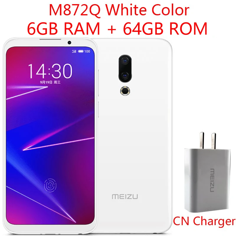 Meizu 16, 4G LTE, 6 ГБ, 64 ГБ/128 ГБ, мобильный телефон Snapdragon 710, четыре ядра, 6,0 дюймов, 2160x1080 P, полный экран, двойная камера заднего вида - Цвет: CN White 6G 64G