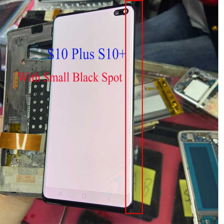 

For Samsung S10+ LCD Display Touch G975F LCD Display For Samsung S10 Plus LCD band line display mobile phone defective screen